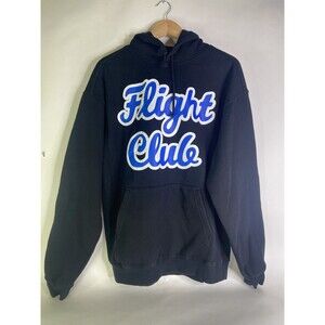Flight Club Hoodie Mens Size L Black Logo Pullover Sweatshirt Hoodie